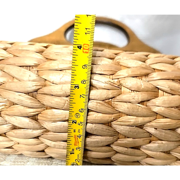 Vtg Cappelli Straworld Picket Fence Purse Wood Handles Rafia Lined Cottage Core - Picture 13 of 13